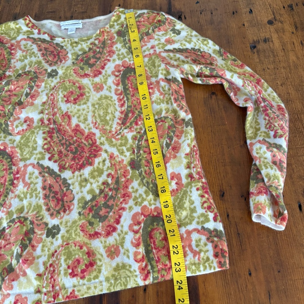 Charter Club Cashmere Cottagecore Paisley Spring Patterned Crewneck Sweater Sz M - Picture 7 of 8